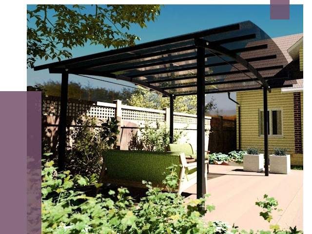 Навесы для террасы в Узловой от 12986 руб. под ключ | ПРОЛЁТ-Злв