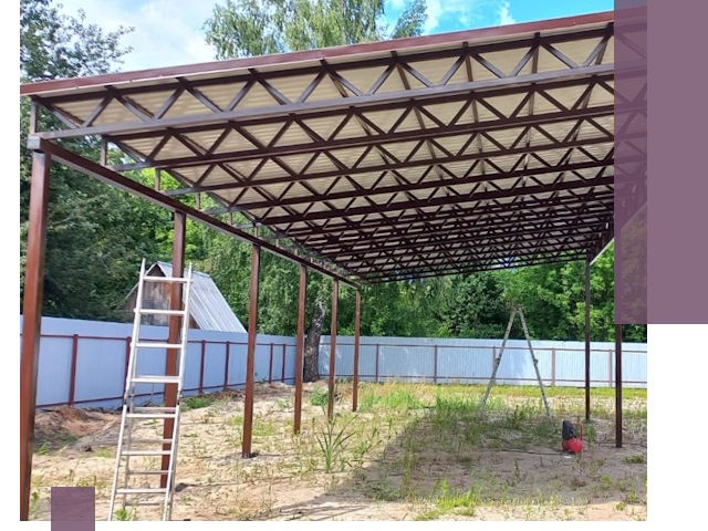 Односкатные навесы под ключ в Узловой — изготовление и монтаж