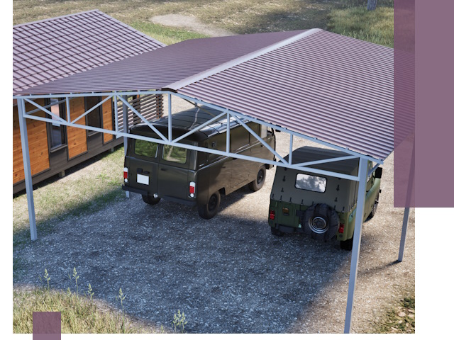 Двускатные навесы под ключ в Узловой — изготовление и монтаж