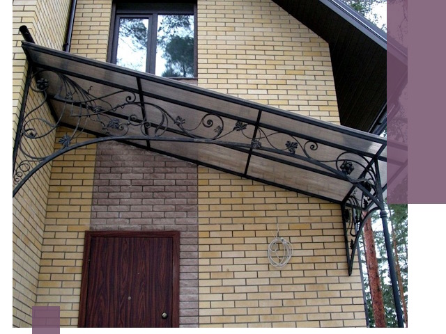 Односкатные козырьки из металла под ключ в Узловой